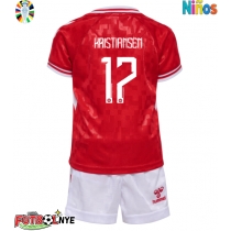 Camiseta Dinamarca Victor Kristiansen #17 Primera Equipación para niños Eurocopa 2024 manga corta (+ pantalones cortos)